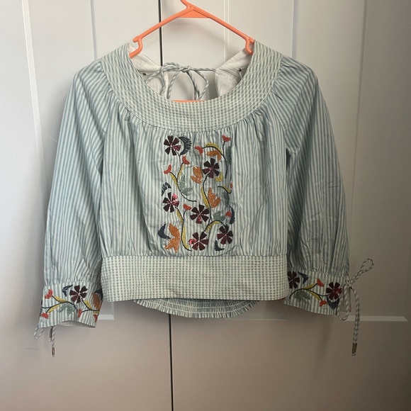 Anthropologie Beaded puff sleeve blouse - Picture 4 of 6